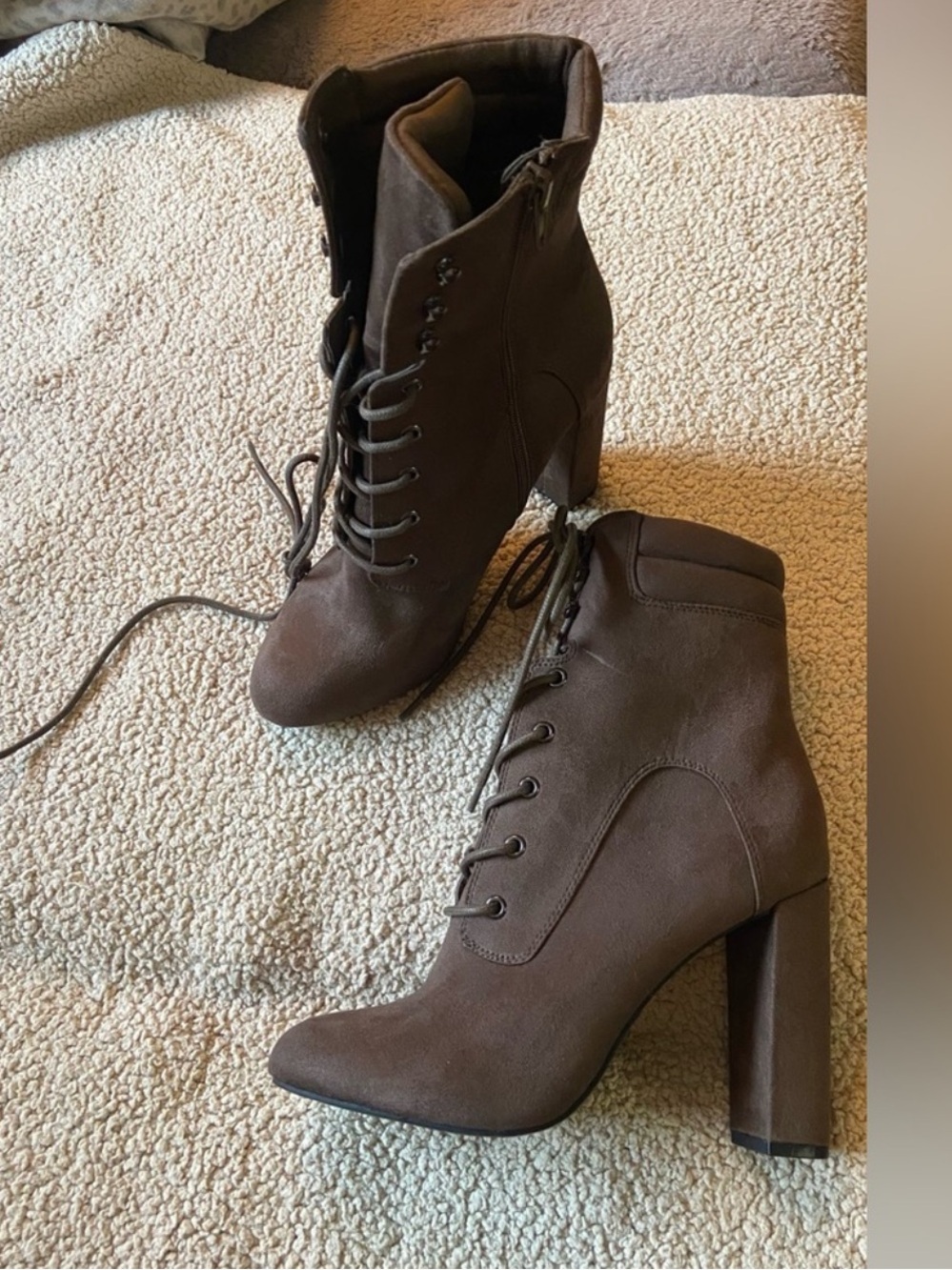 ☀️ Call it Spring ☀️ brown lace up heeled booties